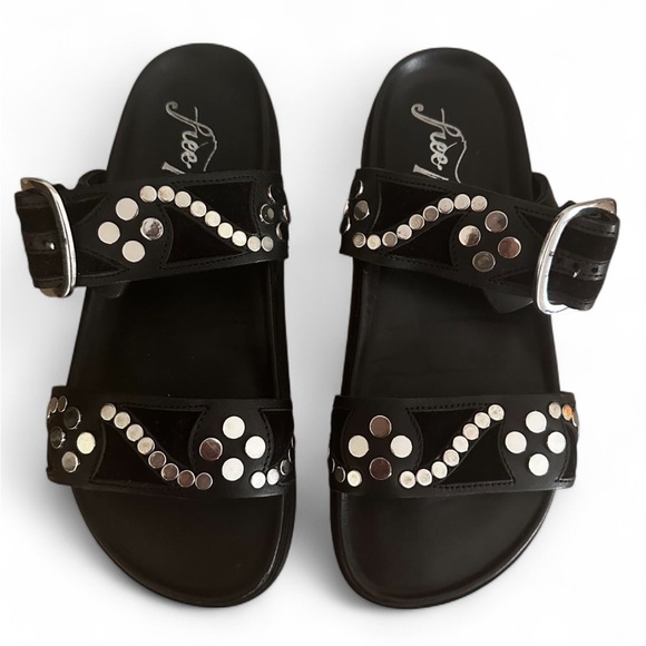 Free People Revelry Black Studded buckle Women's Sandals - Picture 1 of 1
